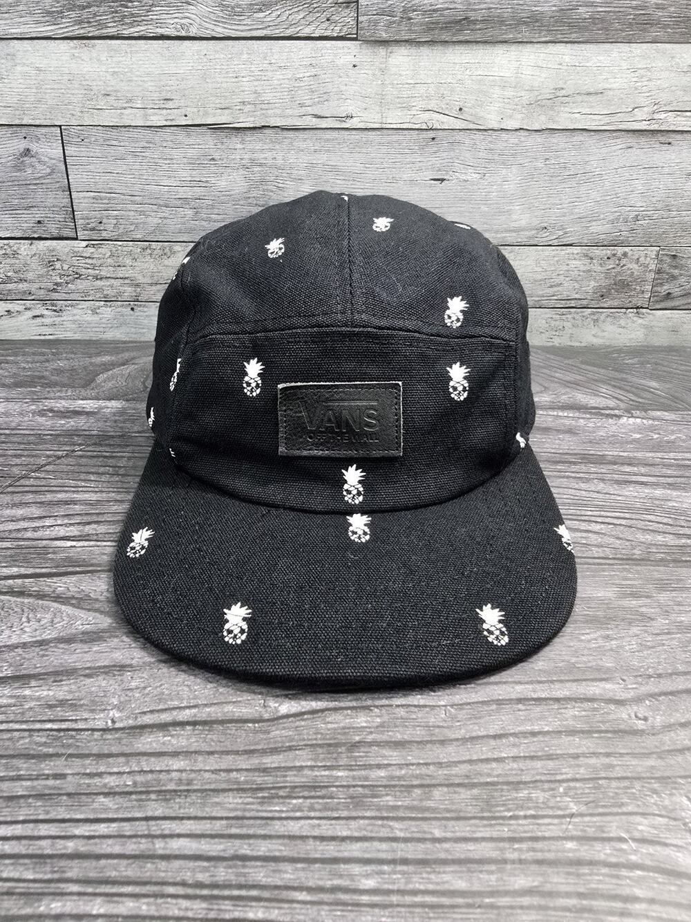 Vans Off The Wall Pineapple 5 Panel Camper Hat Leather Patch/Strap Black OSFM